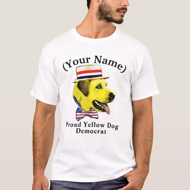 Camiseta Personalizable Orgulloso Perro Demócrata Amarillo (Anverso)