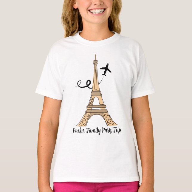 Camiseta Personalizable París Viaje Moda Torre Eiffel Niños (Anverso)