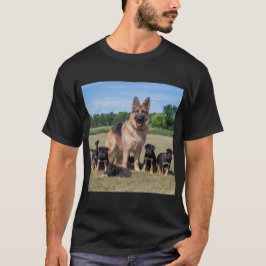 Camiseta Personalizable Pastor Alemán con Cachorros Adorabl