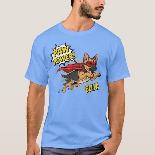 Camiseta Personalizable Paw Power German Shepherd (Anverso)