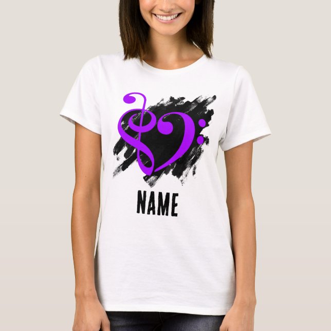 Camiseta Personalizable púrpura del corazón del trébol y de (Anverso)