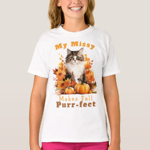 Camiseta Personalizable Purr-fect Autumn Cat Missy