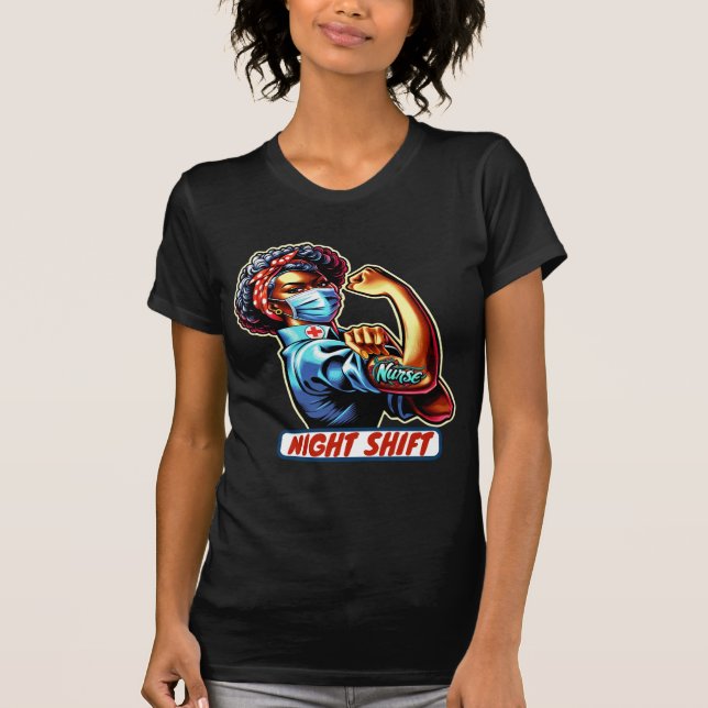 Camiseta Personalizable Rosie the Riveter Nurse T-Shirt (Anverso)
