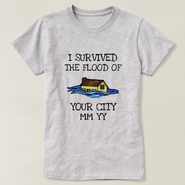 Camiseta Personalizable sobreviví a la inundación (Diseño del anverso)