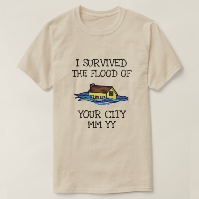 Camiseta Personalizable sobreviví a la inundación (Diseño del anverso)