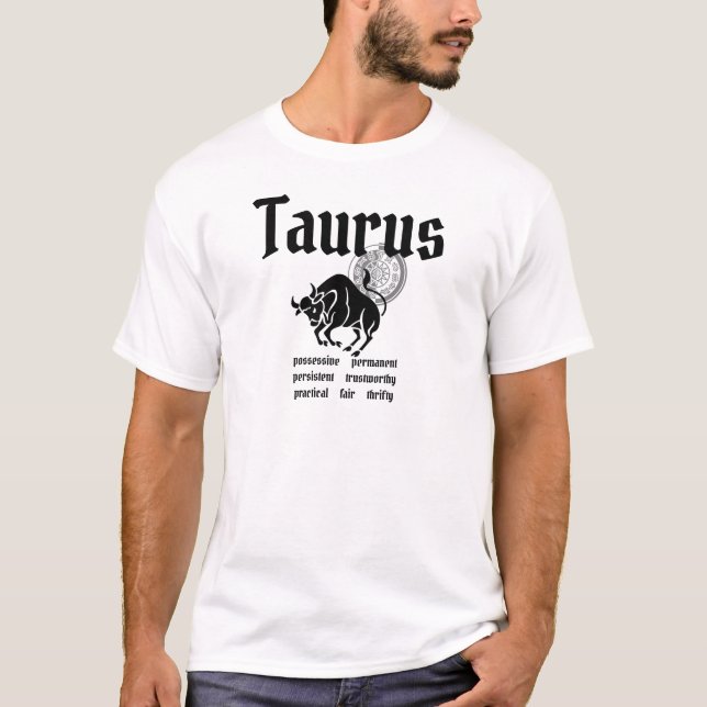 Camiseta Personalizable Taurus rasgos zodiaco al estilo gri (Anverso)