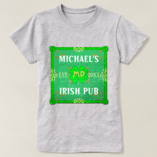 Camiseta Personalizable Tu Nombre Irlandés Pub Green