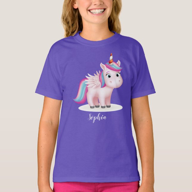 Camiseta Personalizable unicornio mágico con arcoiris (Anverso)