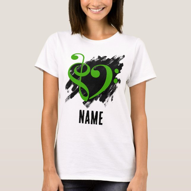 Camiseta Personalizable verde del corazón limpio del agua d (Anverso)