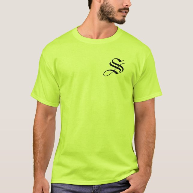 Camiseta Personalización de Monograma S Seguridad Verde (Anverso)