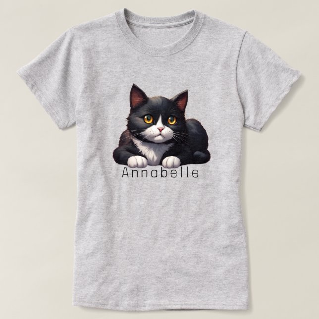Camiseta Personalización del gato de Tuxedo (Diseño del anverso)