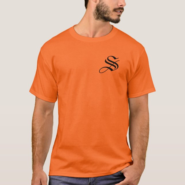 Camiseta Personalización del Naranja atlético Monograma S (Anverso)