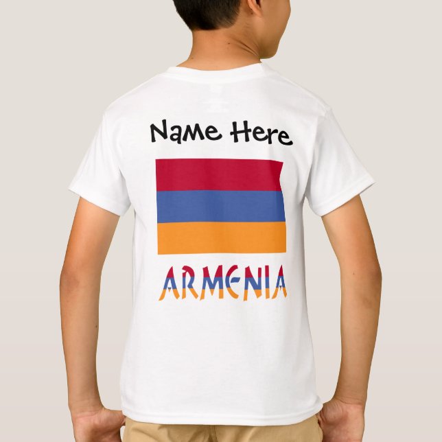 Camiseta Personalización negra de la bandera armenia (Reverso)