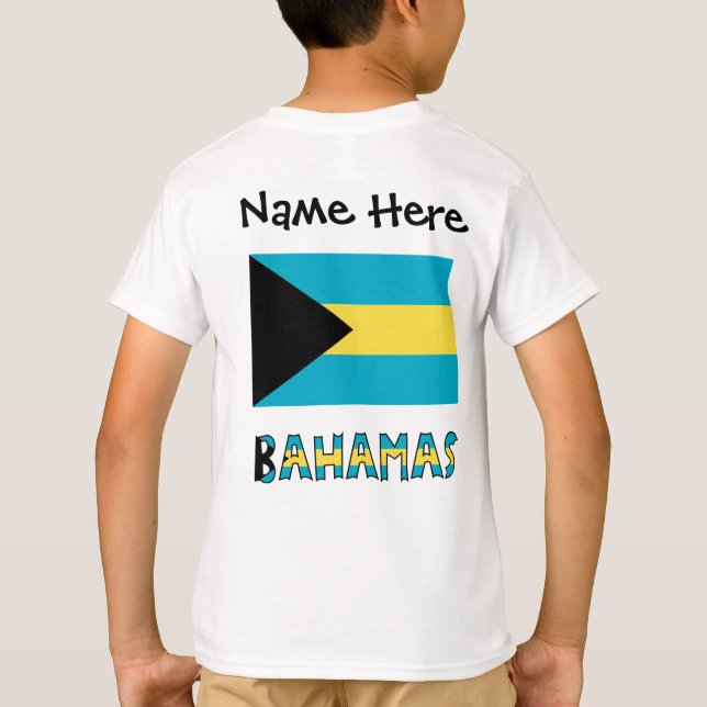 Camiseta Personalización negra de la bandera de Bahamas (Reverso)