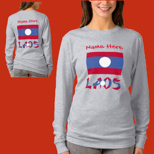Camiseta Personalización Roja de la Bandera de Laos y Laoti