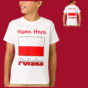 Camiseta Personalización Roja de la Bandera de Polska y Pol