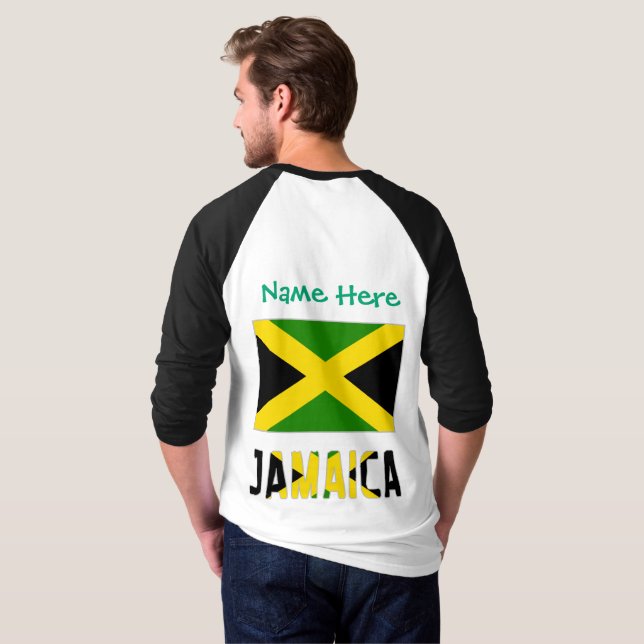 Camiseta Personalización verde de la bandera jamaiquina (Reverso completo)