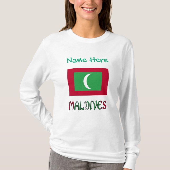 Camiseta Personalización verde de la bandera maldiva de Mal (Anverso)