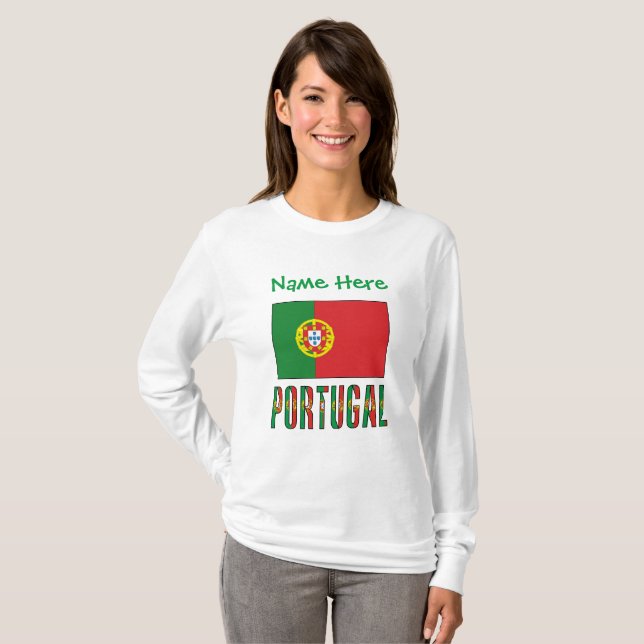 Camiseta Personalización verde de la bandera portuguesa de  (Anverso completo)