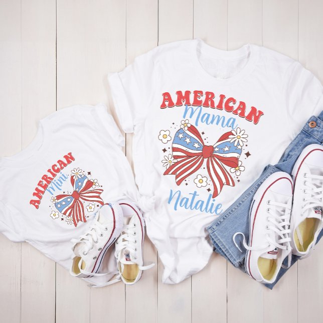 Camiseta Personalizada 4 de Julio Girly Mama Mini Coquette (Subido por el creador)