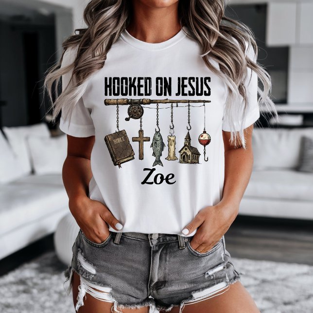 Camiseta personalizada Adicto a Jesús (Hooked on Jesus t-shirt. )