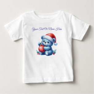 Camiseta personalizada azul de Navidad para bebé J