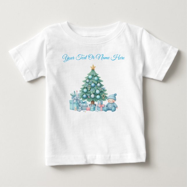 Camiseta Personalizada Azul Navidad Jersey Bebé (Anverso)