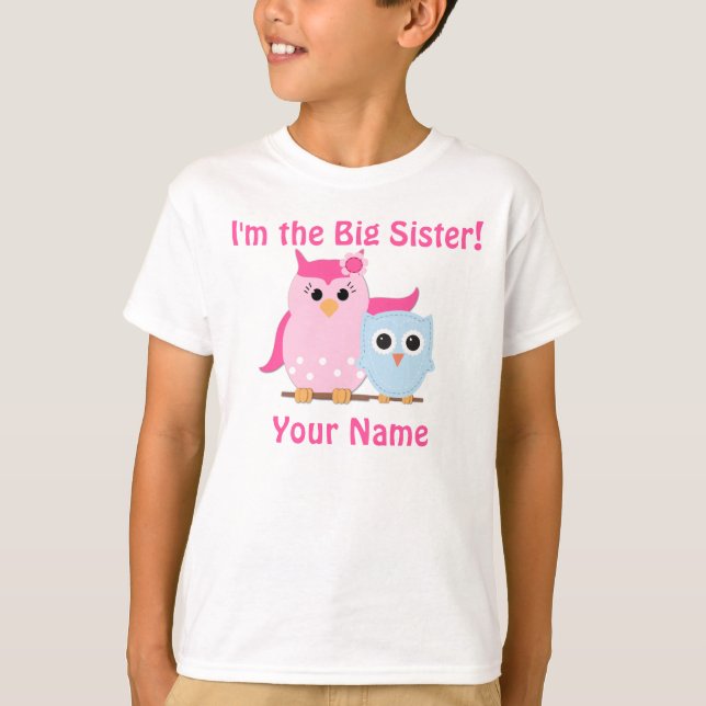 Camiseta personalizada búho de la hermana grande (Anverso)