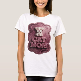 Camiseta personalizada CAT MOM rosa elegante