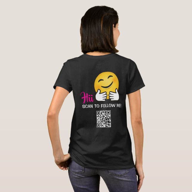 Camiseta personalizada con código QR para seguirme (Reverso completo)