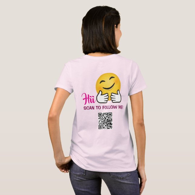 Camiseta personalizada con código QR para seguirme (Reverso completo)