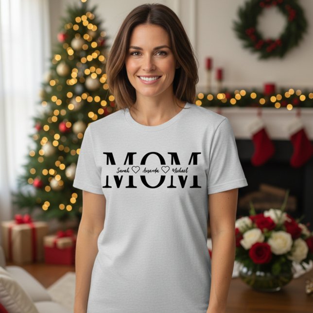Camiseta personalizada con el nombre de mamá y niñ (Custom Mom & Kids Name Shirt – Personalized Gift)