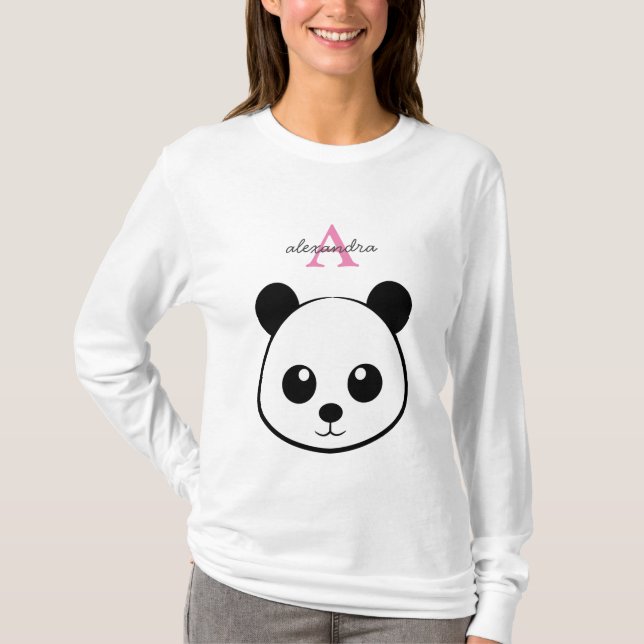 Camiseta Personalizada con Monograma de Oso Panda  (Anverso)