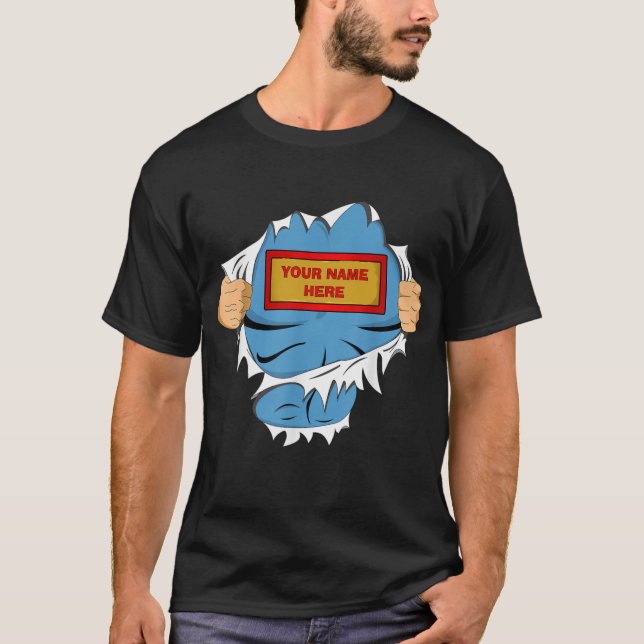 Camiseta Personalizada con Nombre de Superhéroe, P (Anverso)