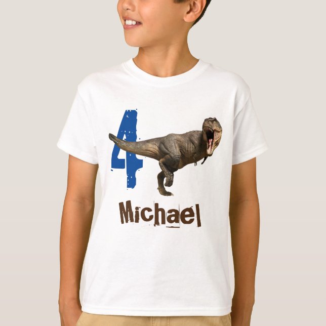 Camiseta personalizada con nombre Edad T-Rex Tyran (Anverso)