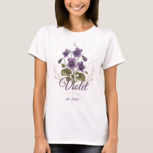 Camiseta Personalizada con Nombre y Flor de Nacimi