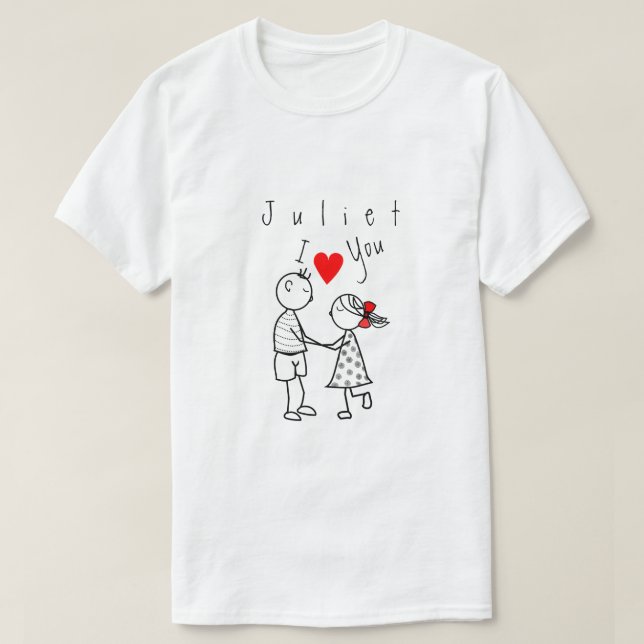 Camiseta personalizada con texto - Te amo (Diseño del anverso)