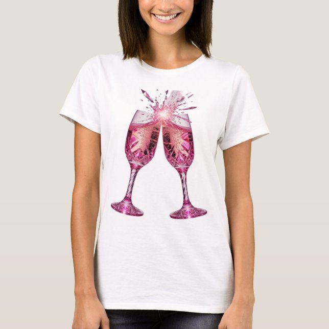 Camiseta personalizada COPAS DE CHAMPÁN ROSADO de  (Anverso)