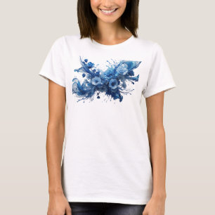 Camiseta personalizada de arte abstracto azul fres
