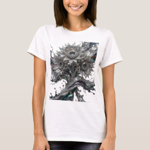Camiseta personalizada de arte abstracto de plata 