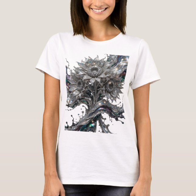 Camiseta personalizada de arte abstracto de plata  (Anverso)