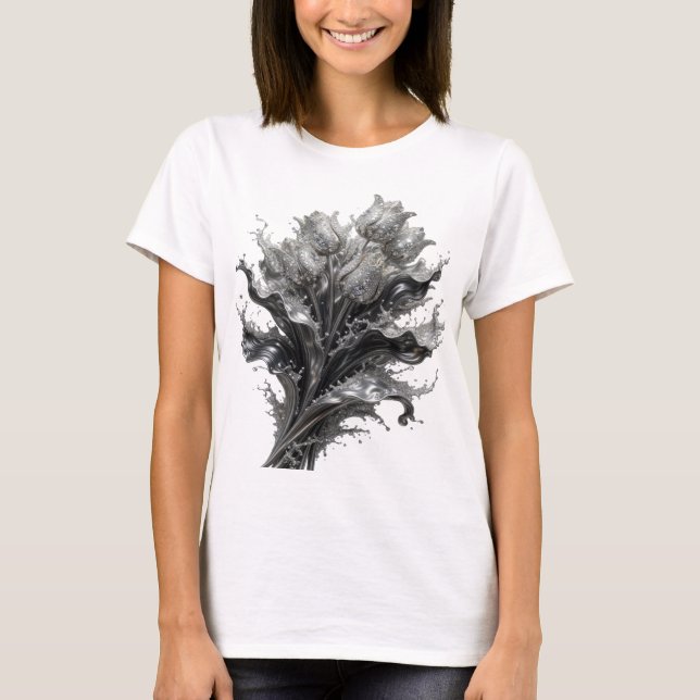Camiseta personalizada de arte abstracto de plata  (Anverso)