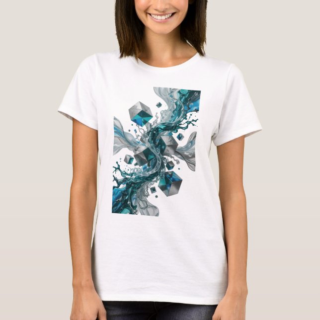 Camiseta personalizada de arte abstracto de plata  (Anverso)