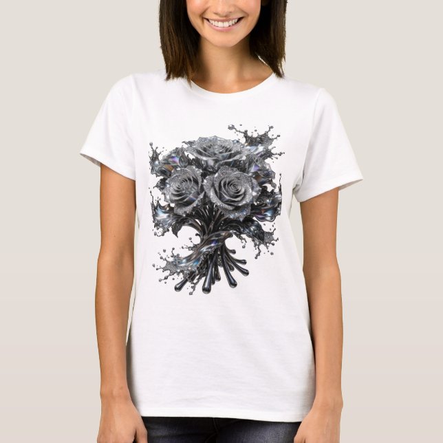 Camiseta personalizada de arte abstracto plateado  (Anverso)