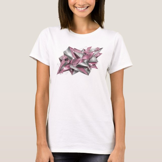 Camiseta personalizada de arte abstracto rosa Snap (Anverso)