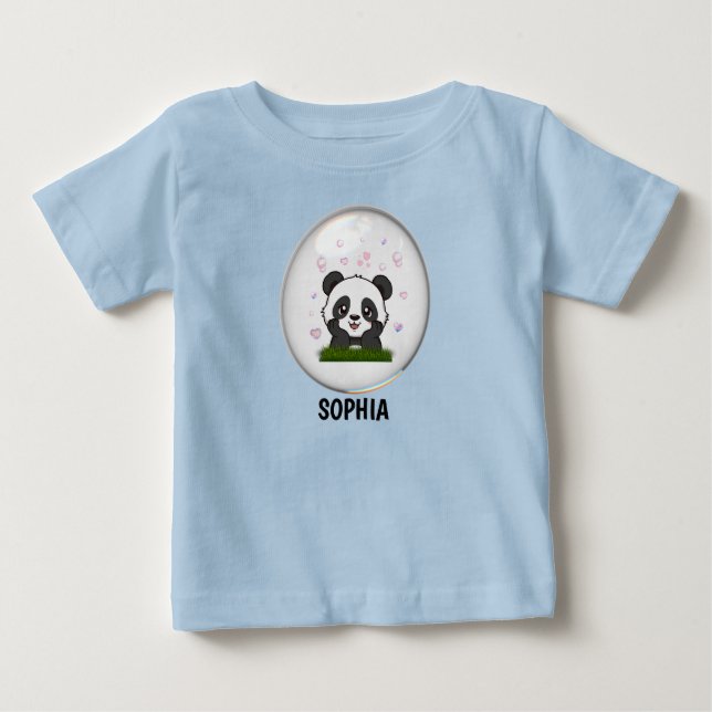 Camiseta Personalizada de Bebé con Oso Panda Kawai (Anverso)