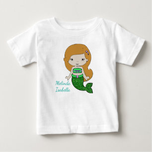 Camiseta personalizada de bebé de sirena de una pi