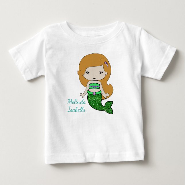 Camiseta personalizada de bebé de sirena de una pi (Anverso)