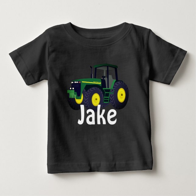 Camiseta personalizada de bebé de tractor verde (Anverso)