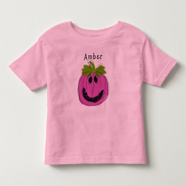 Camiseta personalizada de bebé rosado Halloween (Anverso)